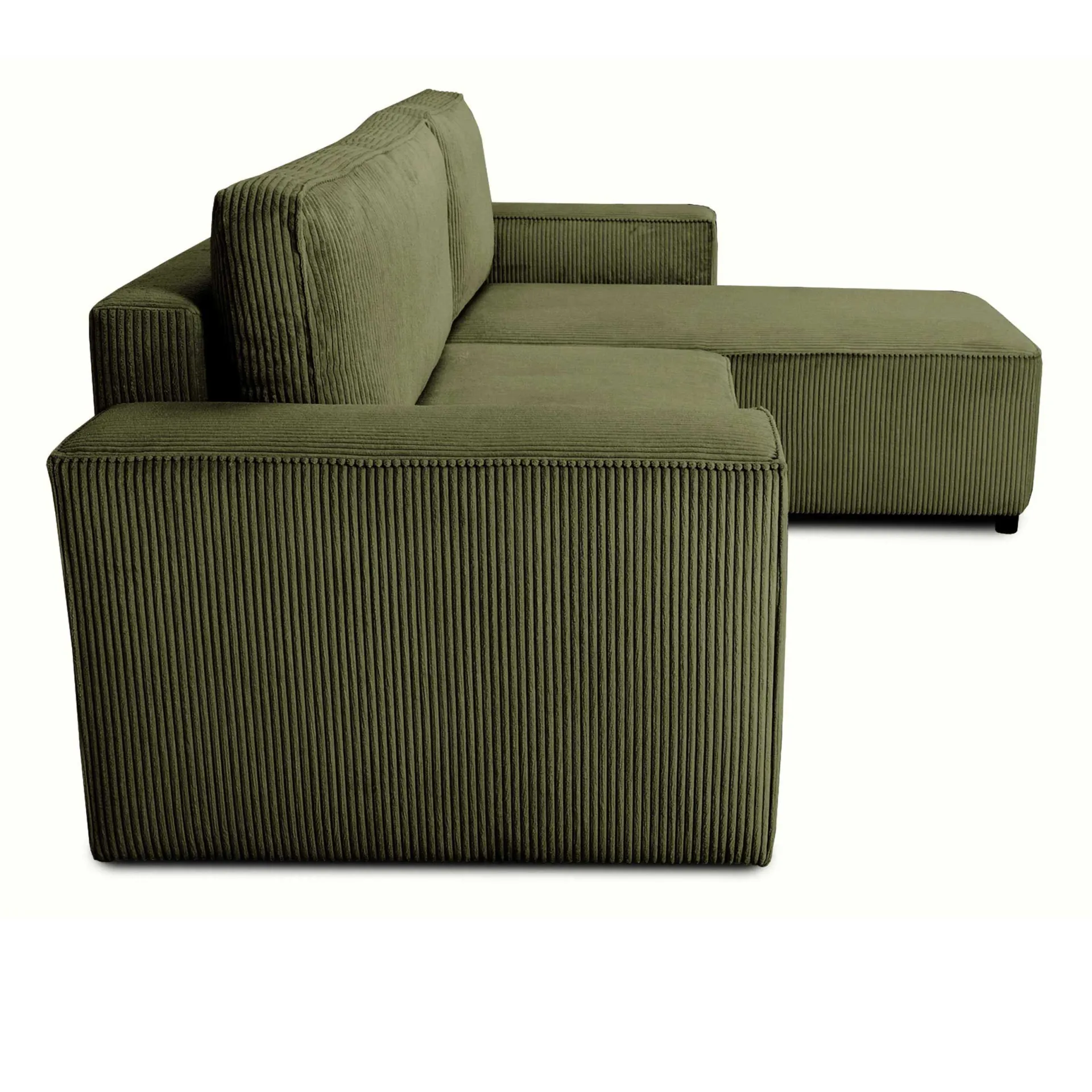 PGS Ecksofa Josh rechts - mit Stauraum - khaki rib velvet