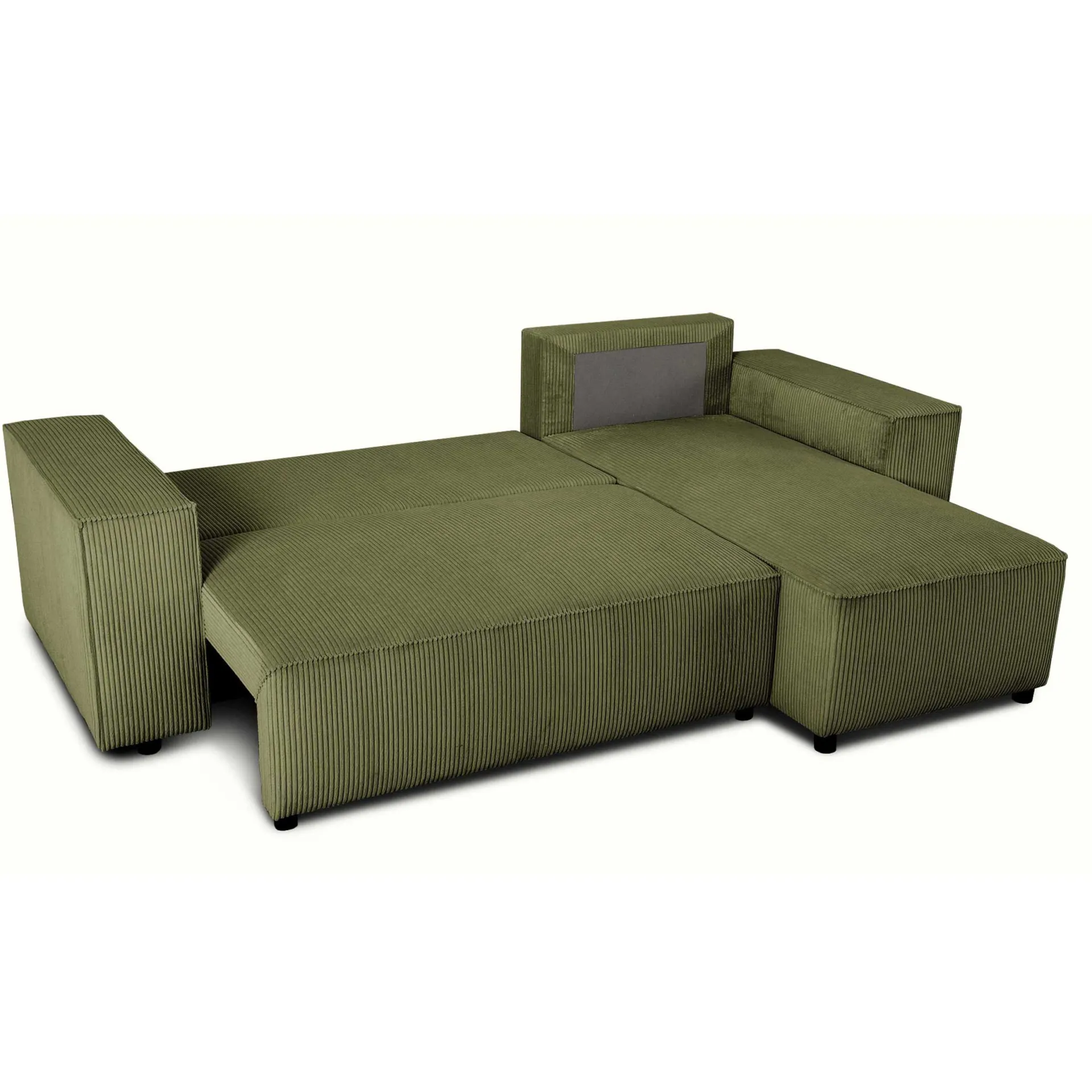 PGS Ecksofa Josh rechts - mit Stauraum - khaki rib velvet