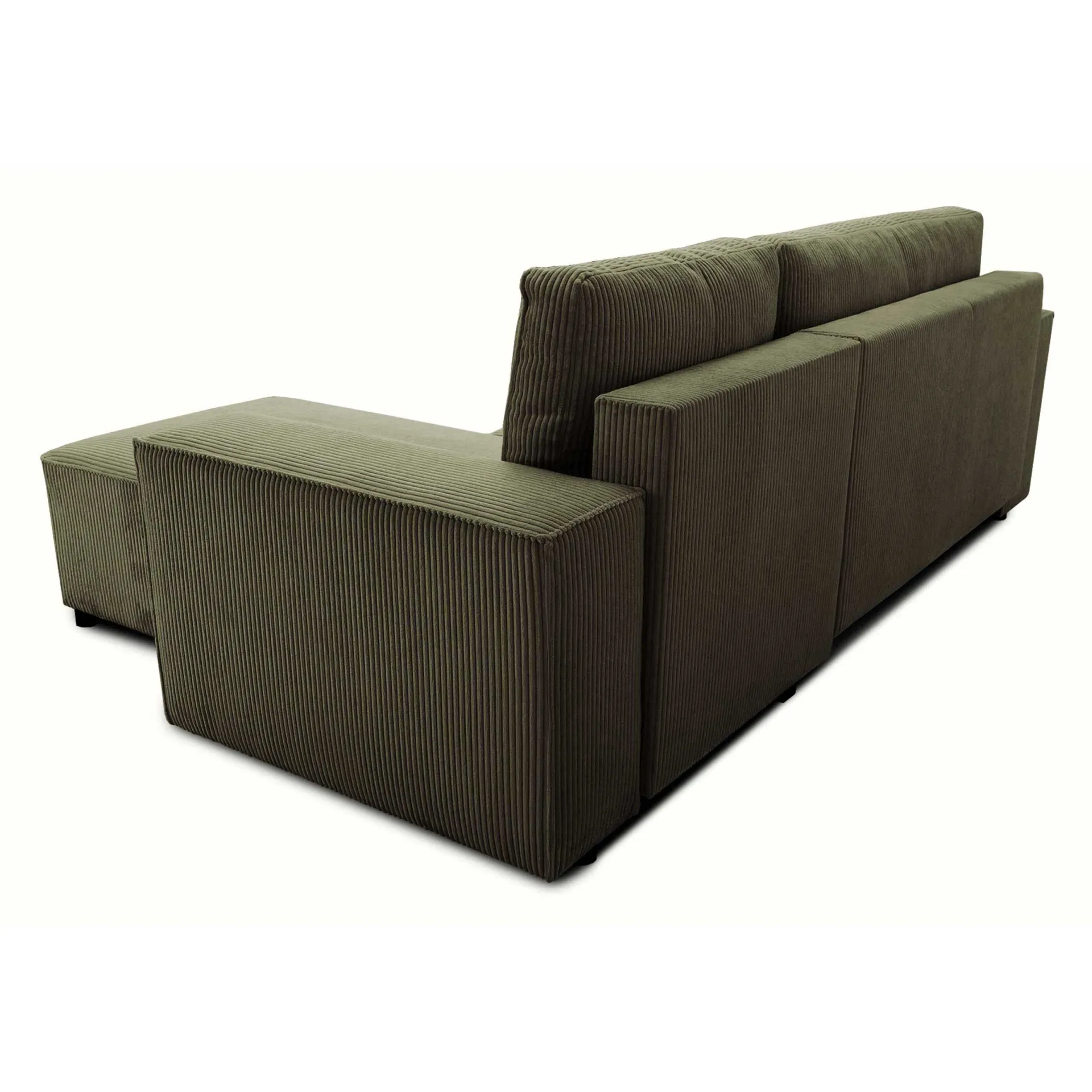 PGS Ecksofa Josh rechts - mit Stauraum - khaki rib velvet
