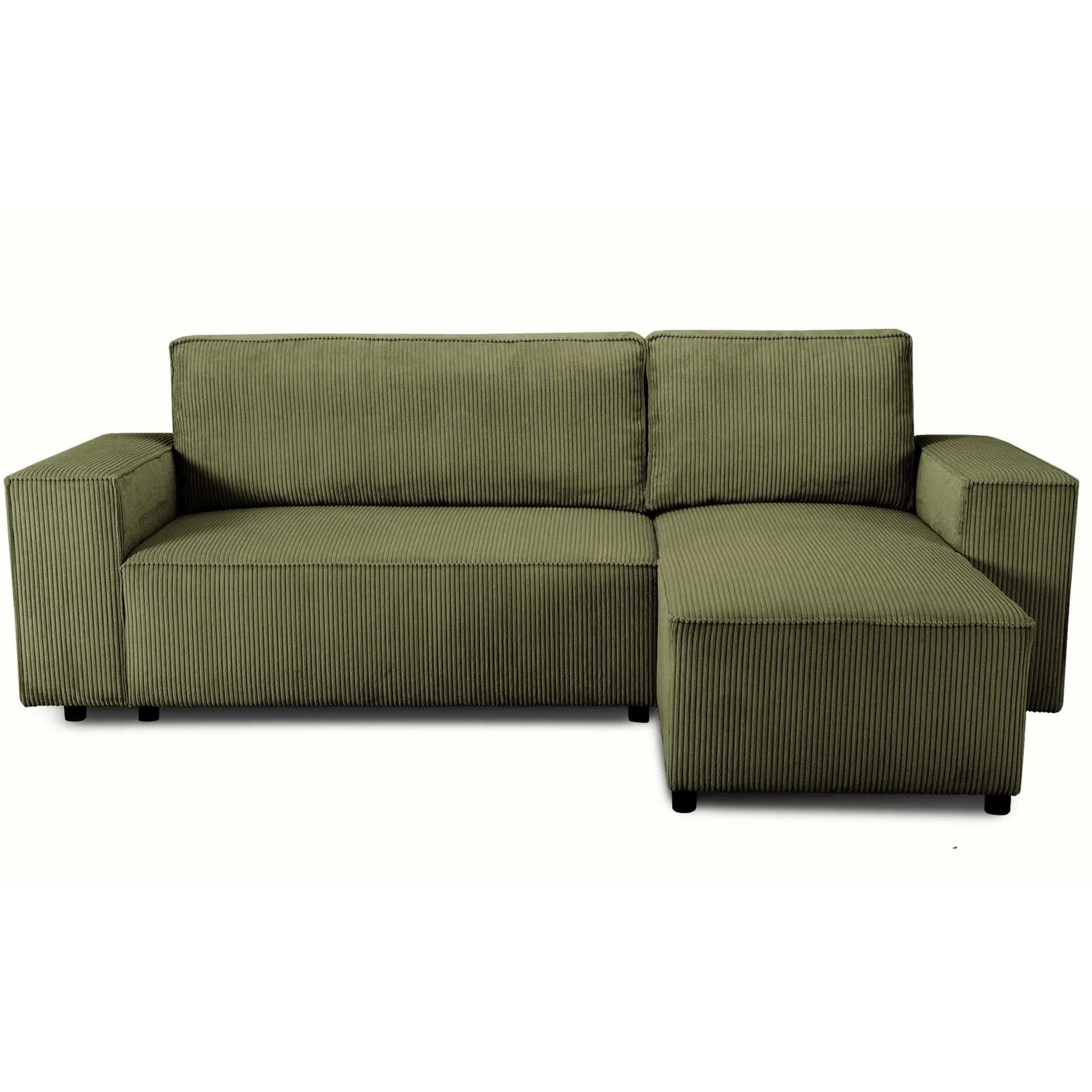 PGS Ecksofa Josh rechts - mit Stauraum - khaki rib velvet