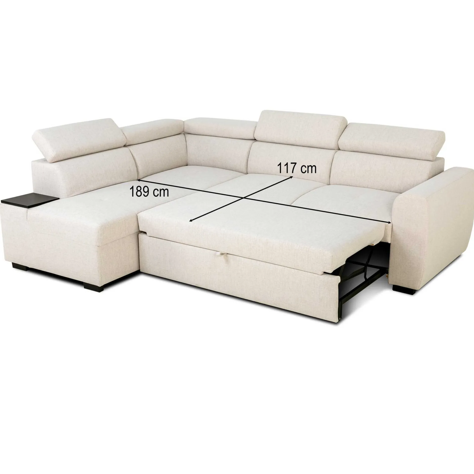 PGS Ecksofa Kelio links - verstellbare Kopfstütze - r Stoff
