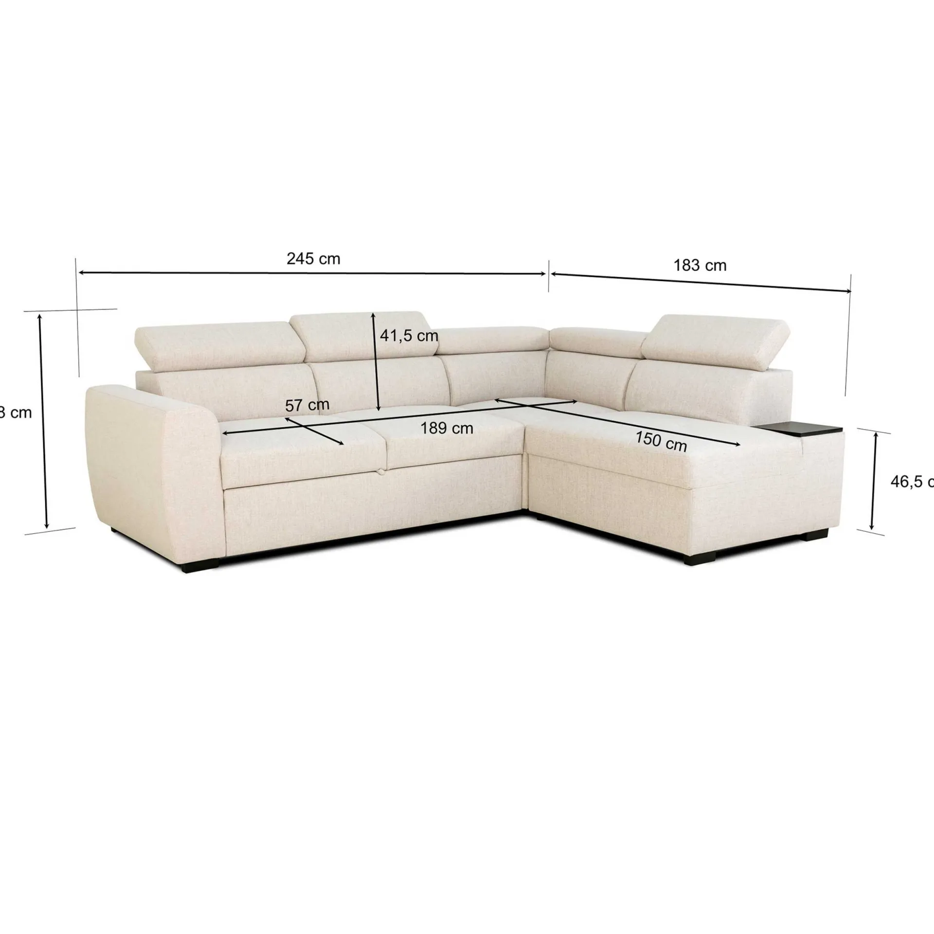 PGS Ecksofa Kelio links - verstellbare Kopfstütze - r Stoff