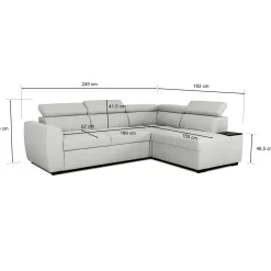 PGS Ecksofa Kelio rechts - verstellbare Kopfstütze - er Stoff