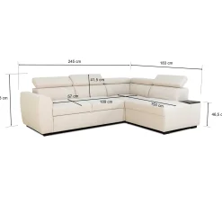 PGS Ecksofa Kelio rechts - verstellbare Kopfstütze - r Stoff