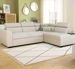 PGS Ecksofa Kelio rechts - verstellbare Kopfstütze - r Stoff