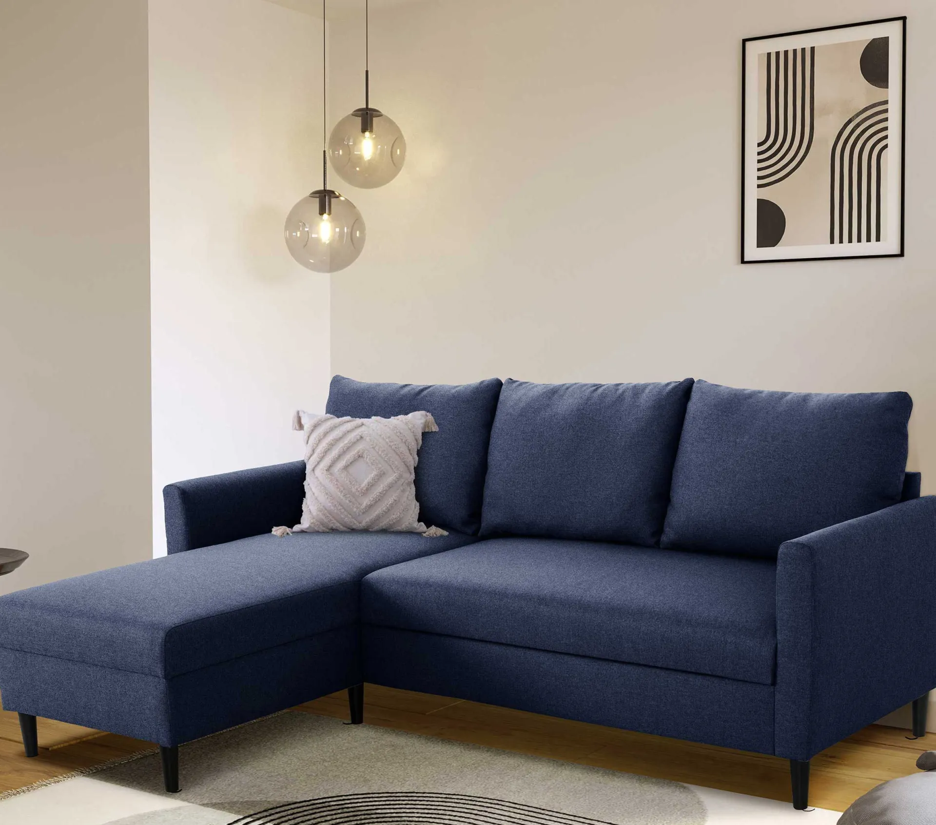 PGS Ecksofa Tweety links - 192x137x82cm - marineer Stoff