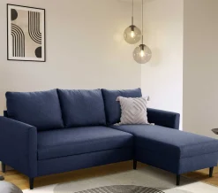 PGS Ecksofa Tweety rechts - 192x137x82cm - Stoff navy
