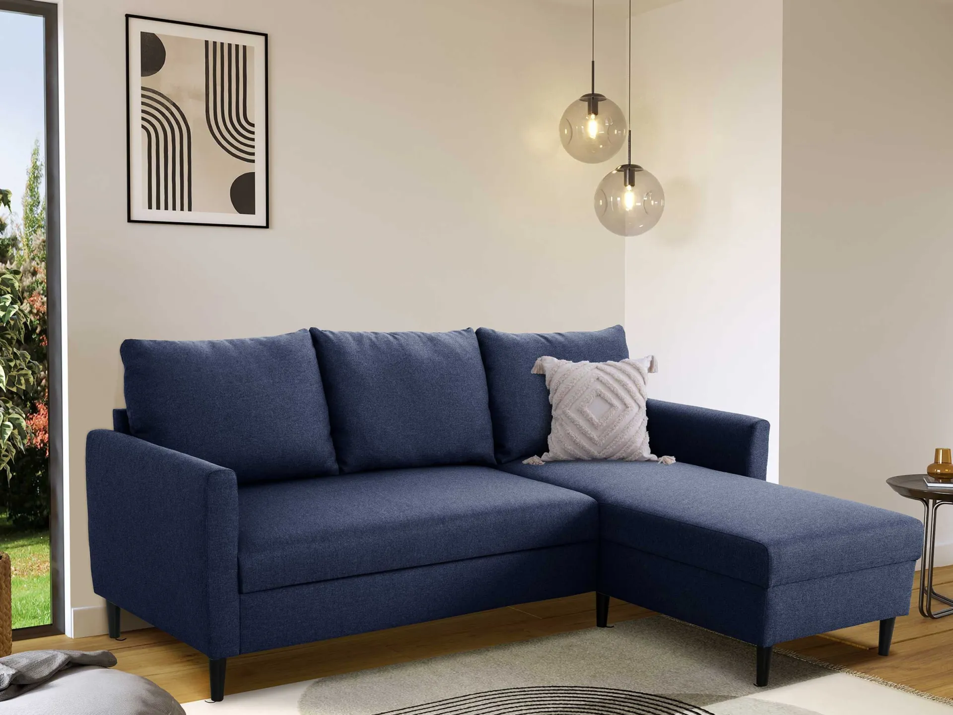 PGS Ecksofa Tweety rechts - 192x137x82cm - Stoff navy