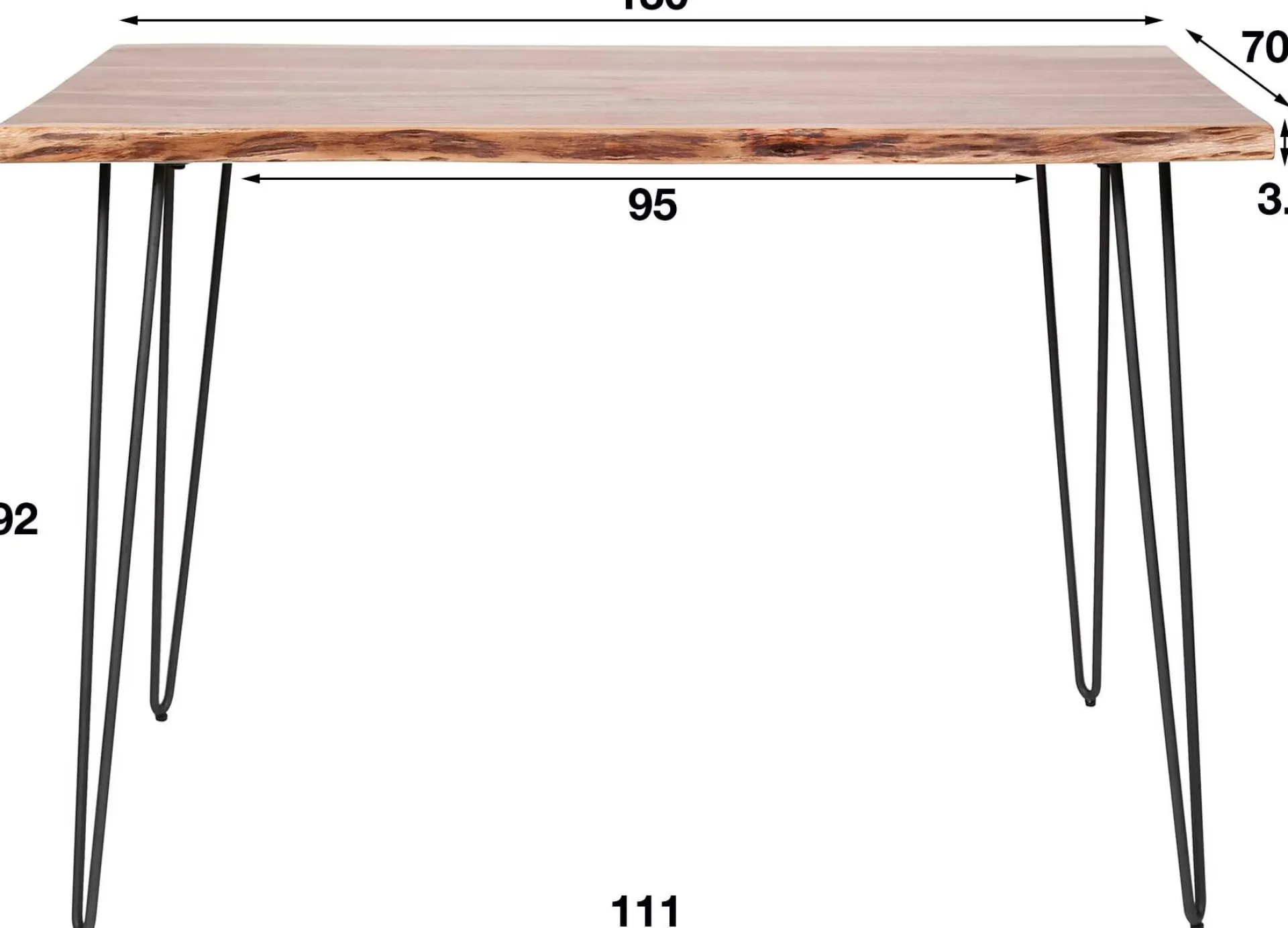 Emob Eddard Bartisch 130x70 cm-massive Akazie