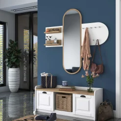 EE101 Garderobenständer | 100 % MELAMIN | Weiß, Walnuss