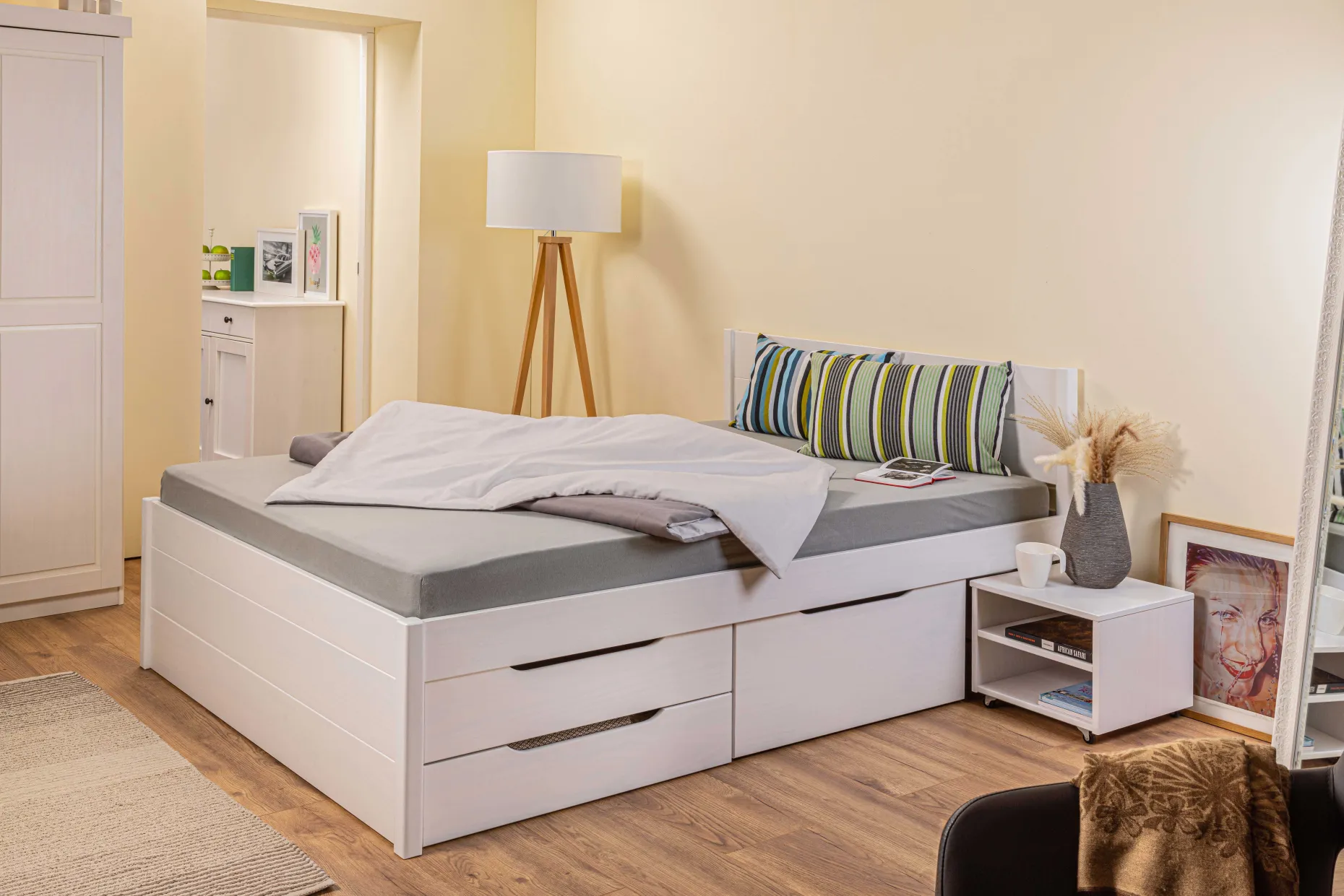 Efetivo Doppelbett 140x200cm mit Stauraum - weiß