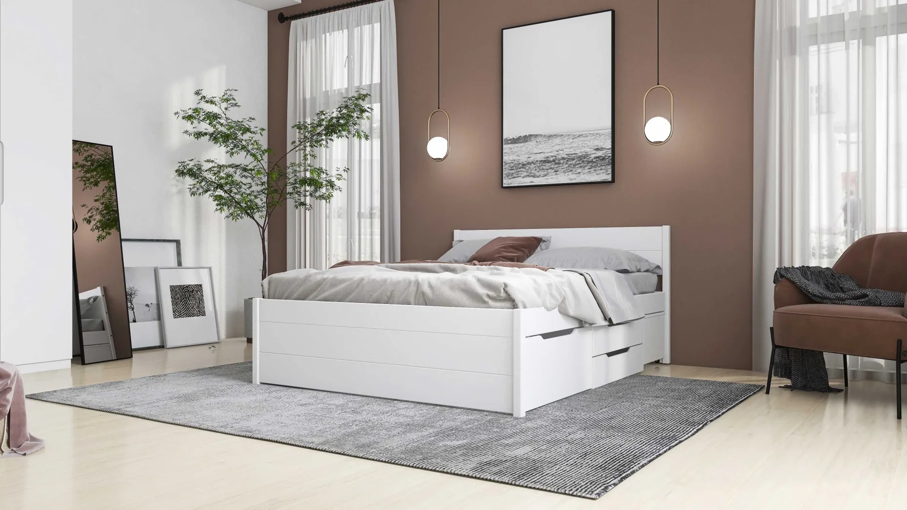 Efetivo Doppelbett 180x200cm mit Stauraum - weiß