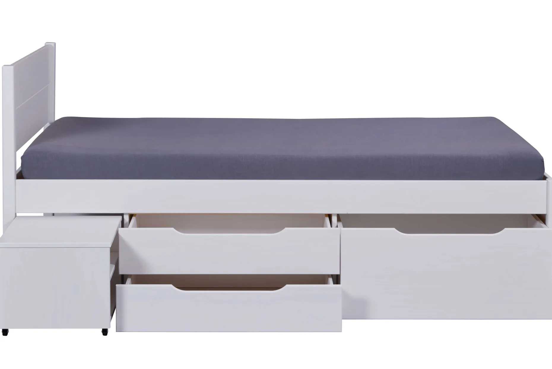 Efetivo Einzelbett 90x200cm mit Stauraum - weiß