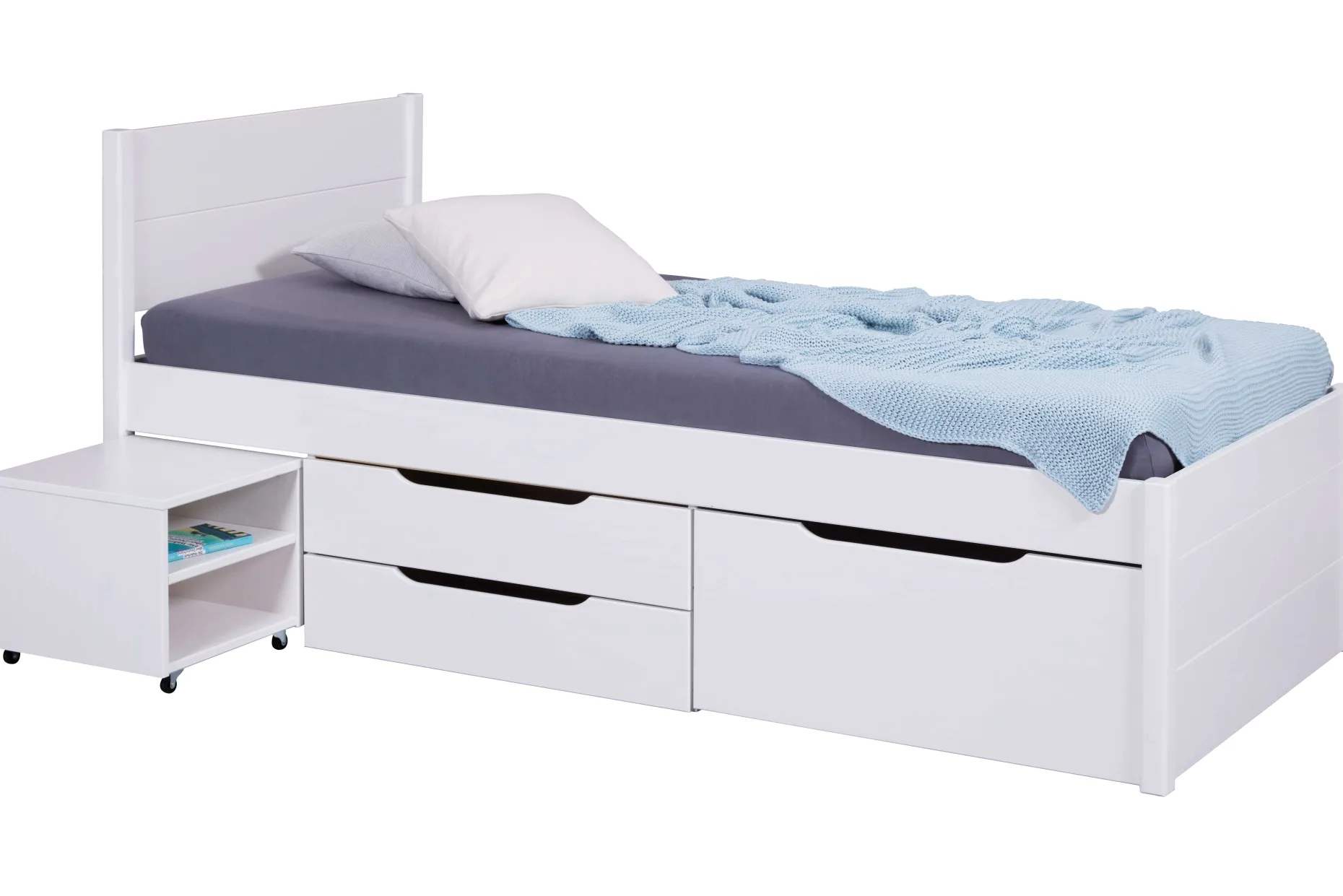 Efetivo Einzelbett 90x200cm mit Stauraum - weiß