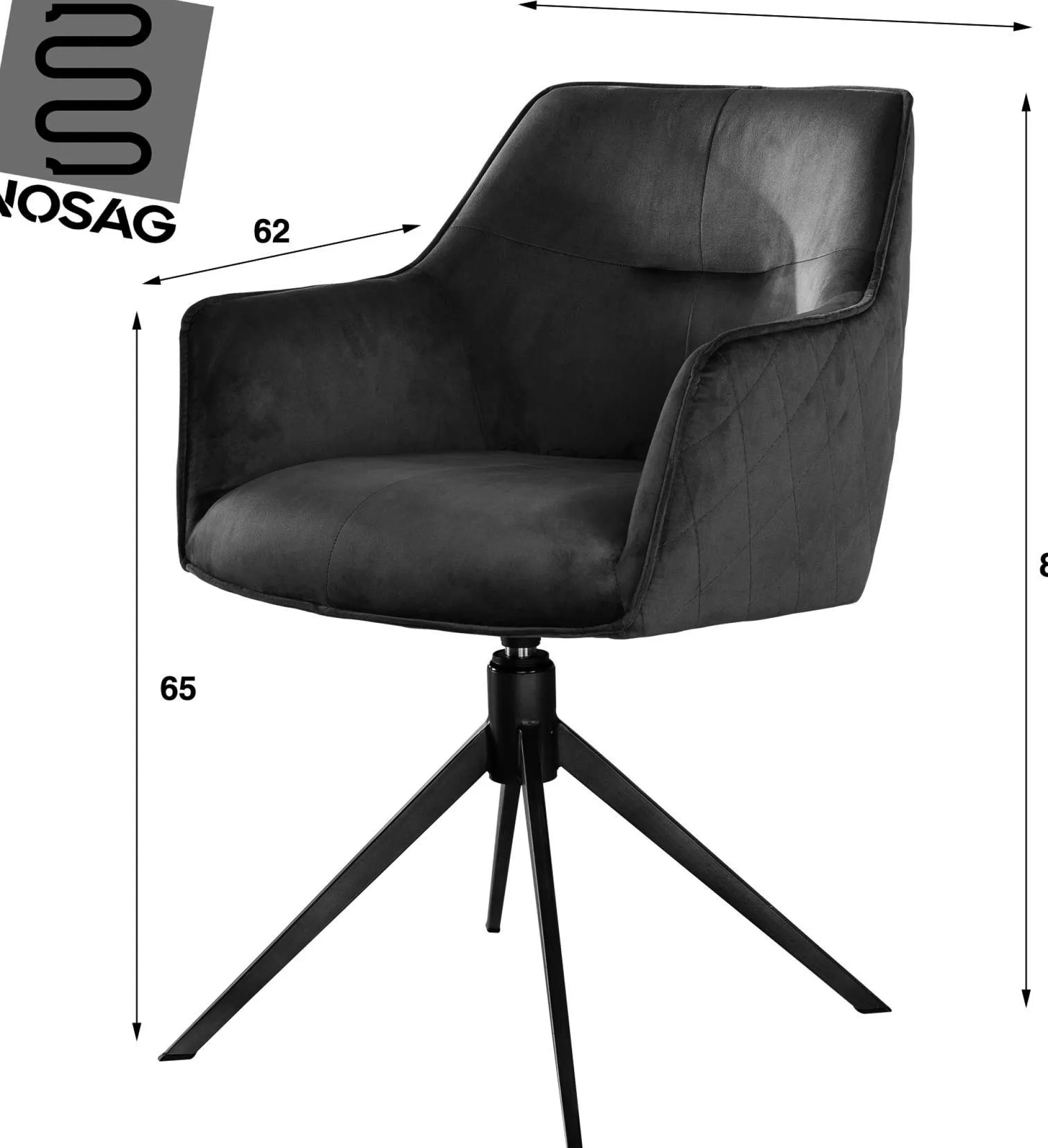 Emob Eimerstuhl Giacomo - 61x62x83cm - drehbar - sand