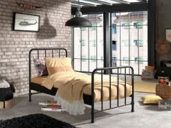 Einzelbett Bronxx Metall 90x200 - mattschwarz