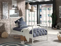 Einzelbett Bronxx Metall 90x200 - matt weiß