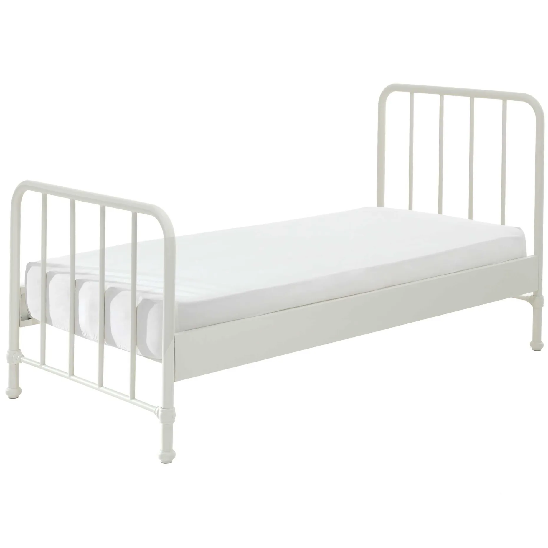 Einzelbett Bronxx Metall 90x200 - matt weiß