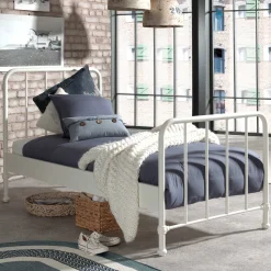 Einzelbett Bronxx Metall 90x200 - matt weiß
