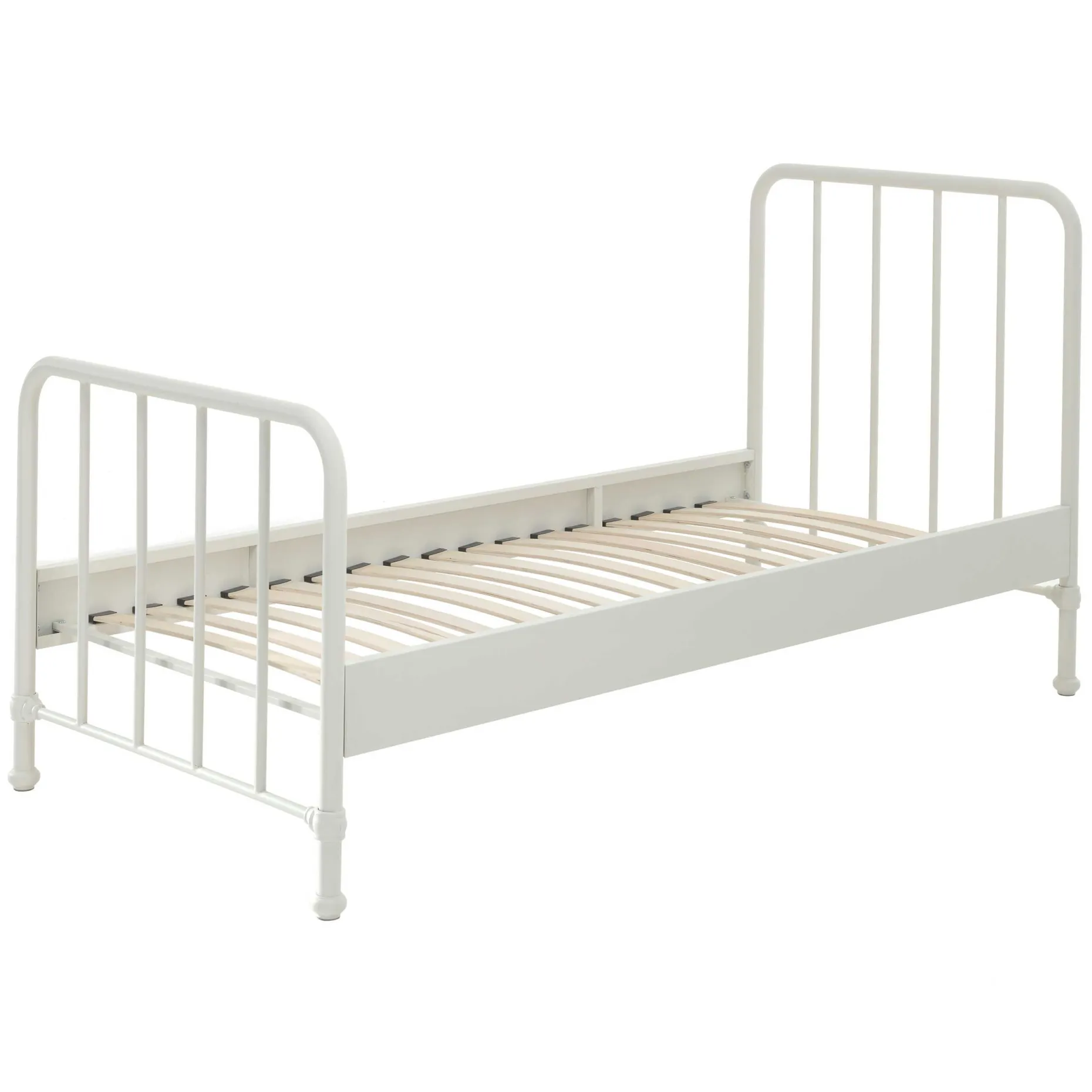 Einzelbett Bronxx Metall 90x200 - matt weiß