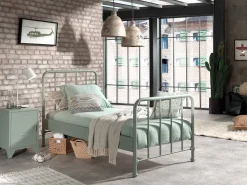Einzelbett Bronxx Metall 90x200 - matt olivgrün