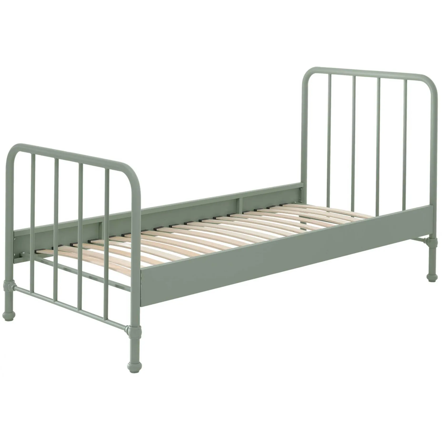 Einzelbett Bronxx Metall 90x200 - matt olivgrün