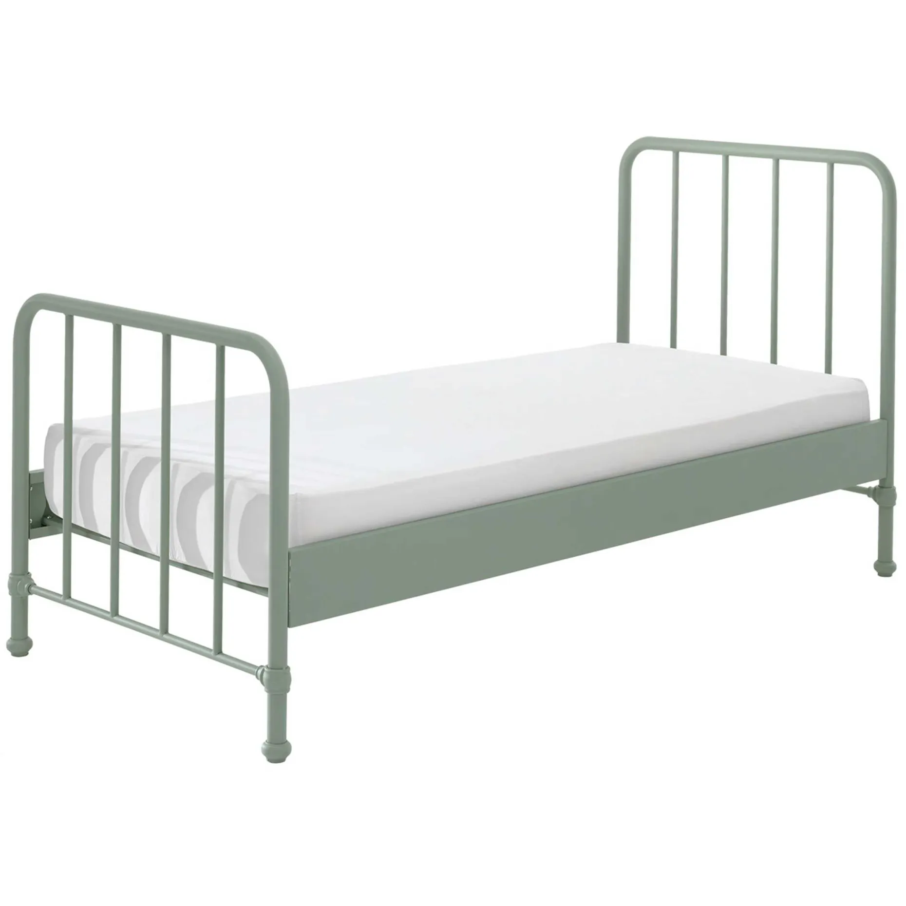 Einzelbett Bronxx Metall 90x200 - matt olivgrün