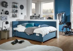 Einzelbett Cool | Mit Rückenlehne | 120 x 200 cm | Blaues Design