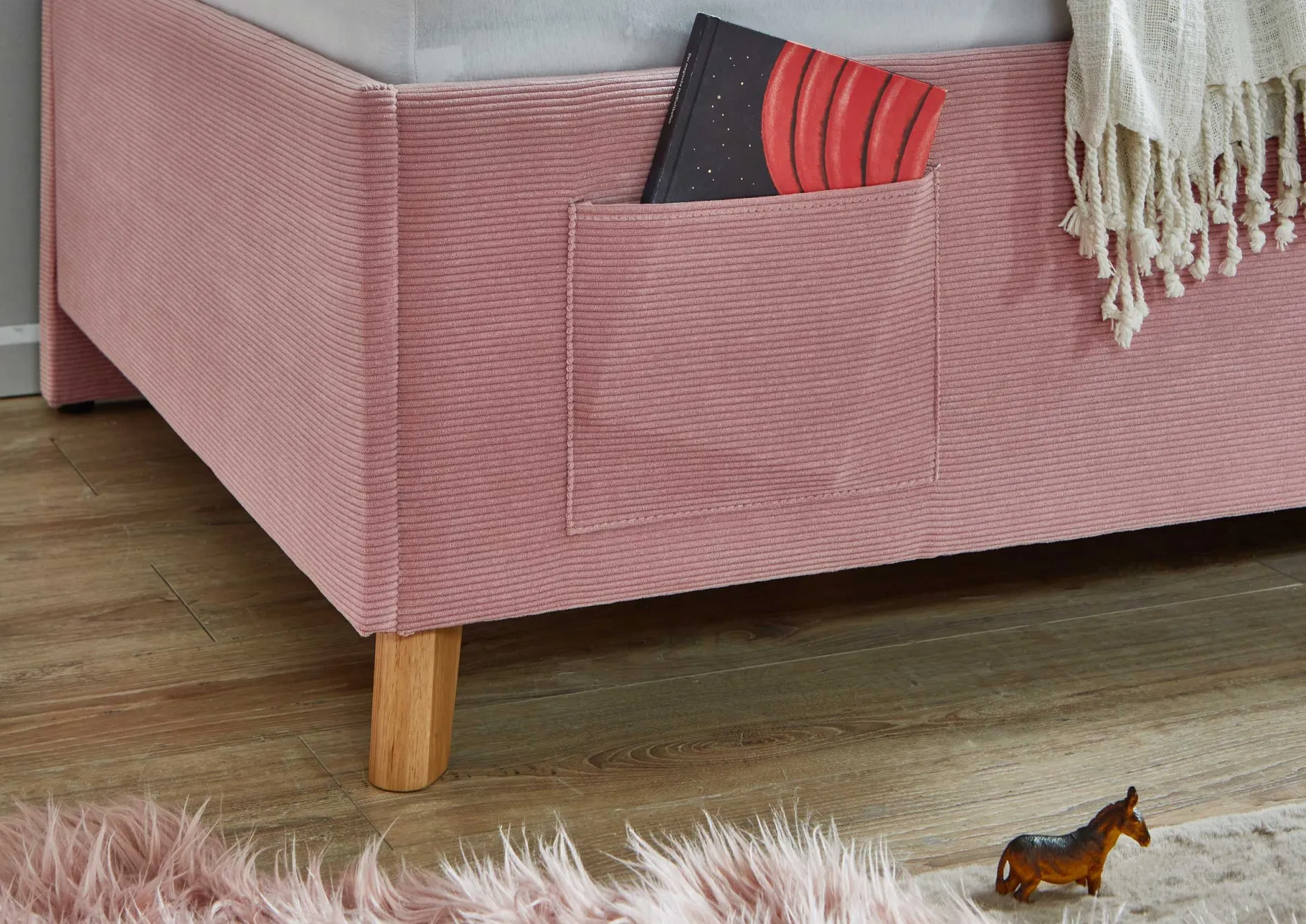 Einzelbett Cool | Mit Rückenlehne | 90 x 200 cm | Rosa Design