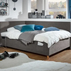 Einzelbett Cool | Mit Rückenlehne | 90 x 200 cm | Anthrazit Design