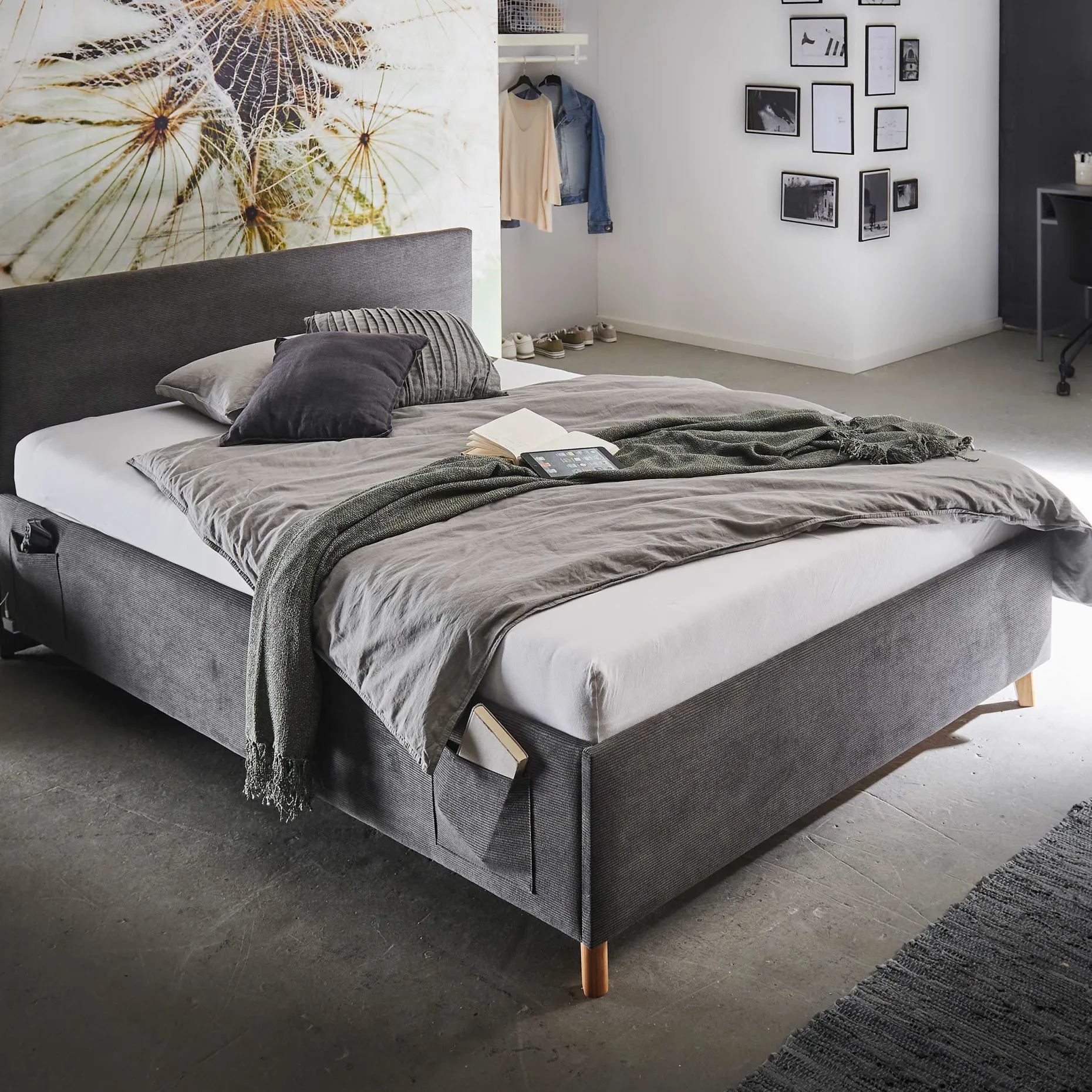 Einzelbett Cool | 90 x 200 cm | Anthrazit
