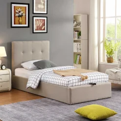 Einzelbett Corbi mit Stauraum 90x200 - sand