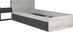 Einzelbett Kazim 90x200 mit Stauraum - grau