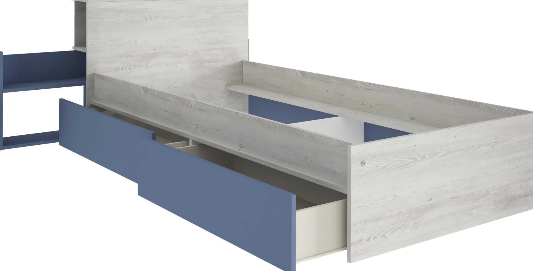 Einzelbett Kazim 90x200 mit Stauraum - dunkelblau