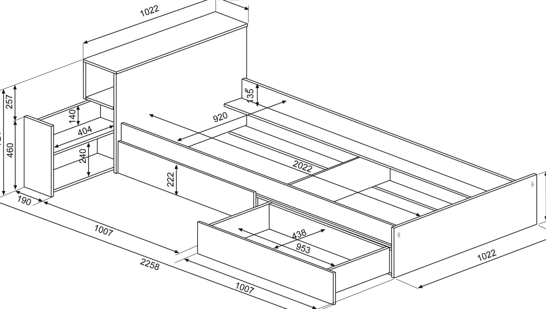 Einzelbett Kazim 90x200 mit Stauraum - dunkelblau