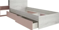 Einzelbett Kazim 90x200 mit Stauraum - altrosa