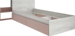 Einzelbett Kazim 90x200 mit Stauraum - altrosa