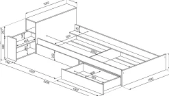 Einzelbett Kazim 90x200 mit Stauraum - altrosa