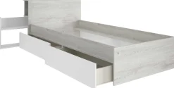 Einzelbett Kazim 90x200 mit Stauraum - weiß