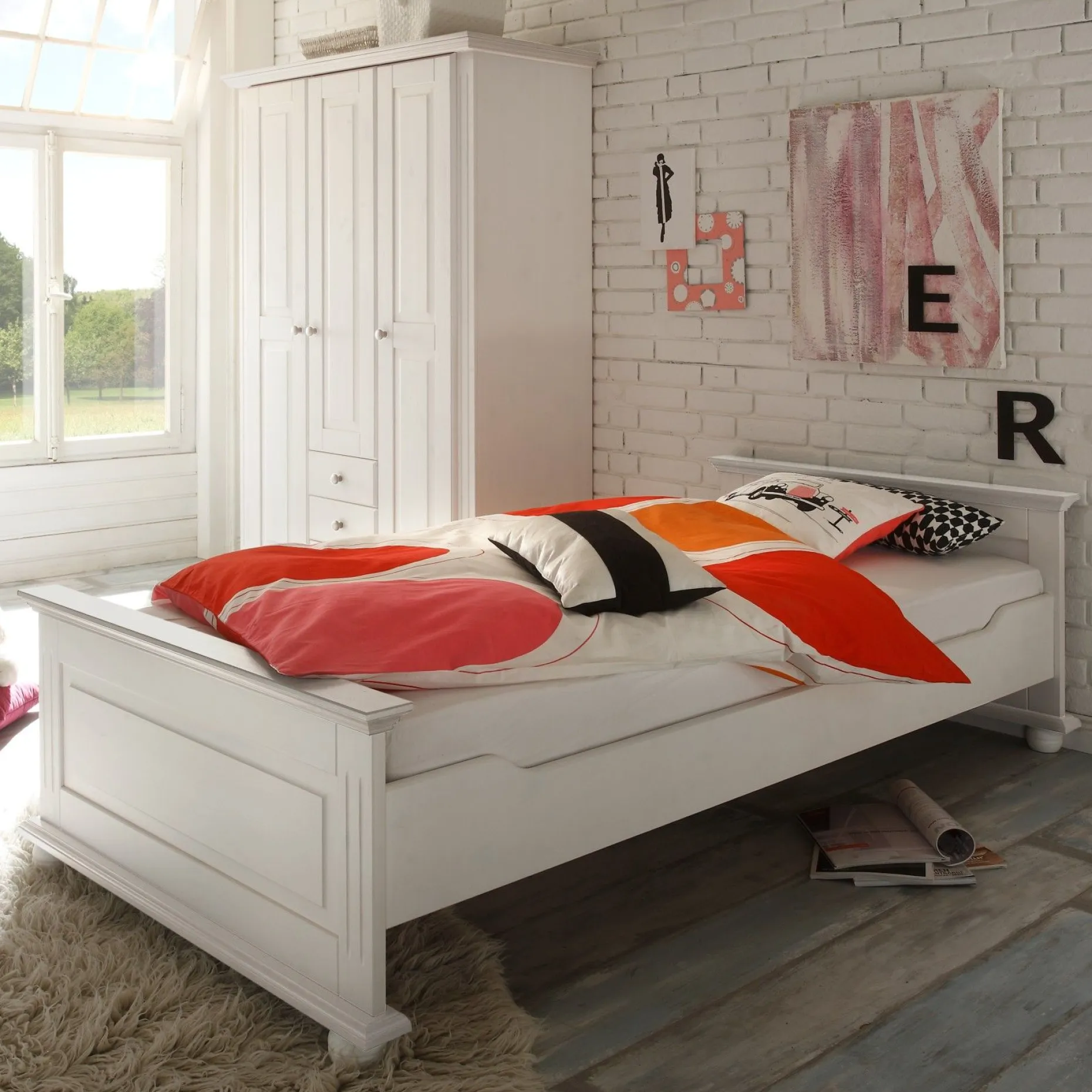 Einzelbett Laurel 90x200 - weiß