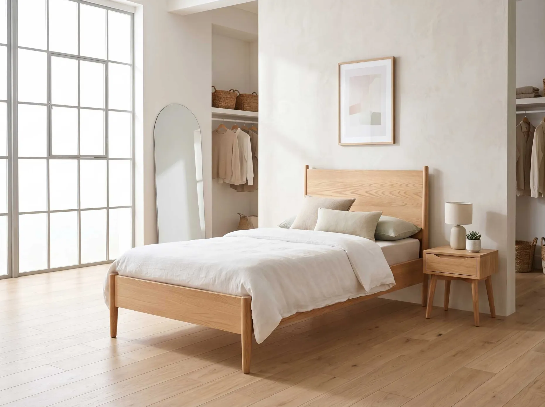 Einzelbett Loft - 90x200cm - mit Lattenrost - massiver Eiche