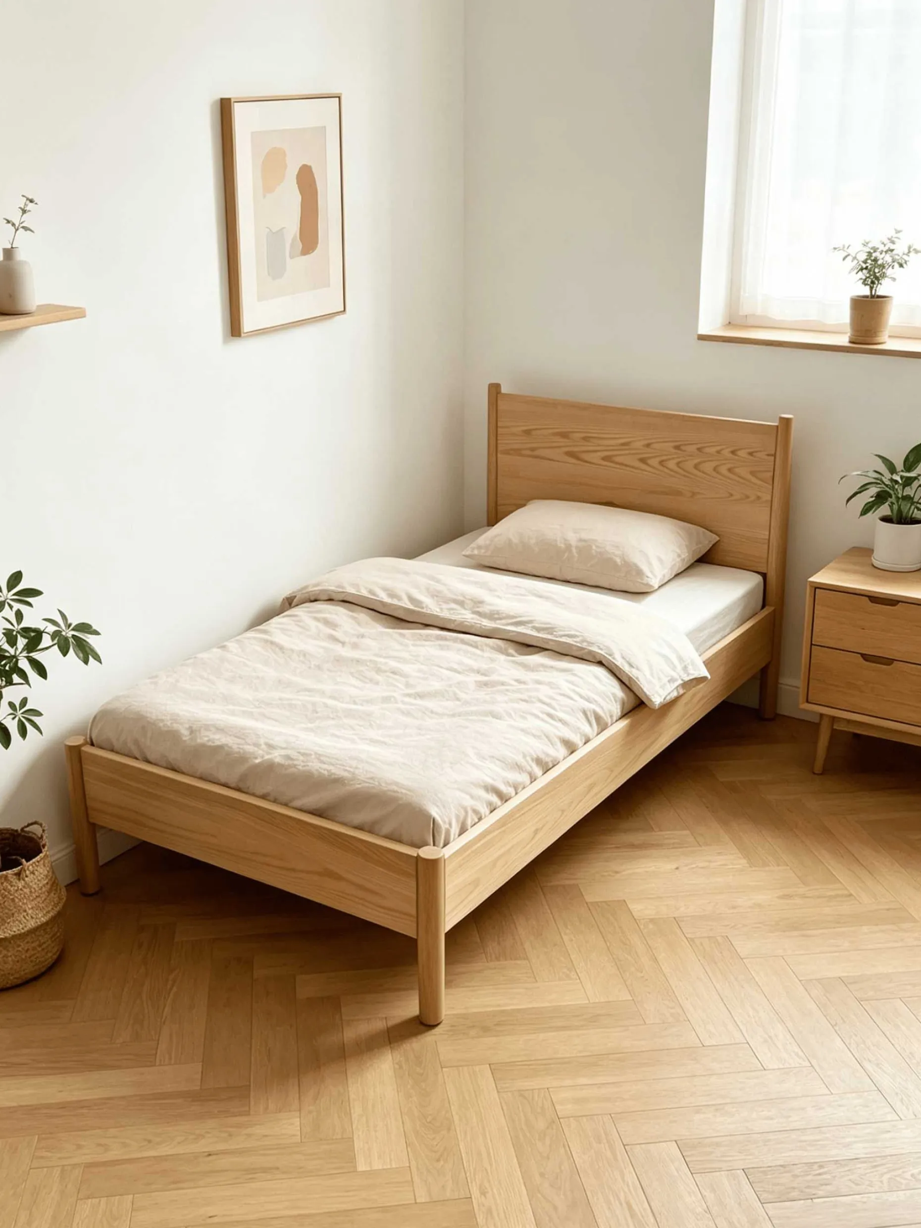 Einzelbett Loft - 90x200cm - mit Lattenrost - massiver Eiche