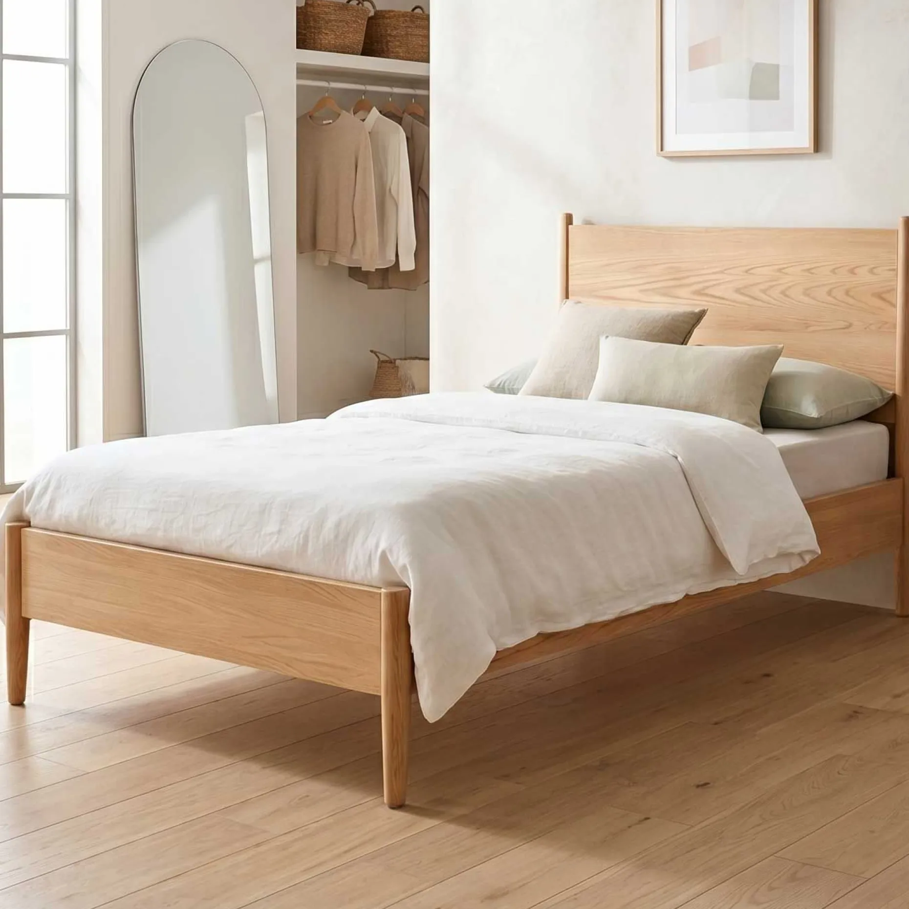 Einzelbett Loft - 90x200cm - mit Lattenrost - massiver Eiche