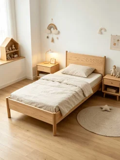 Einzelbett Loft - 90x200cm - mit Lattenrost - massiver Eiche