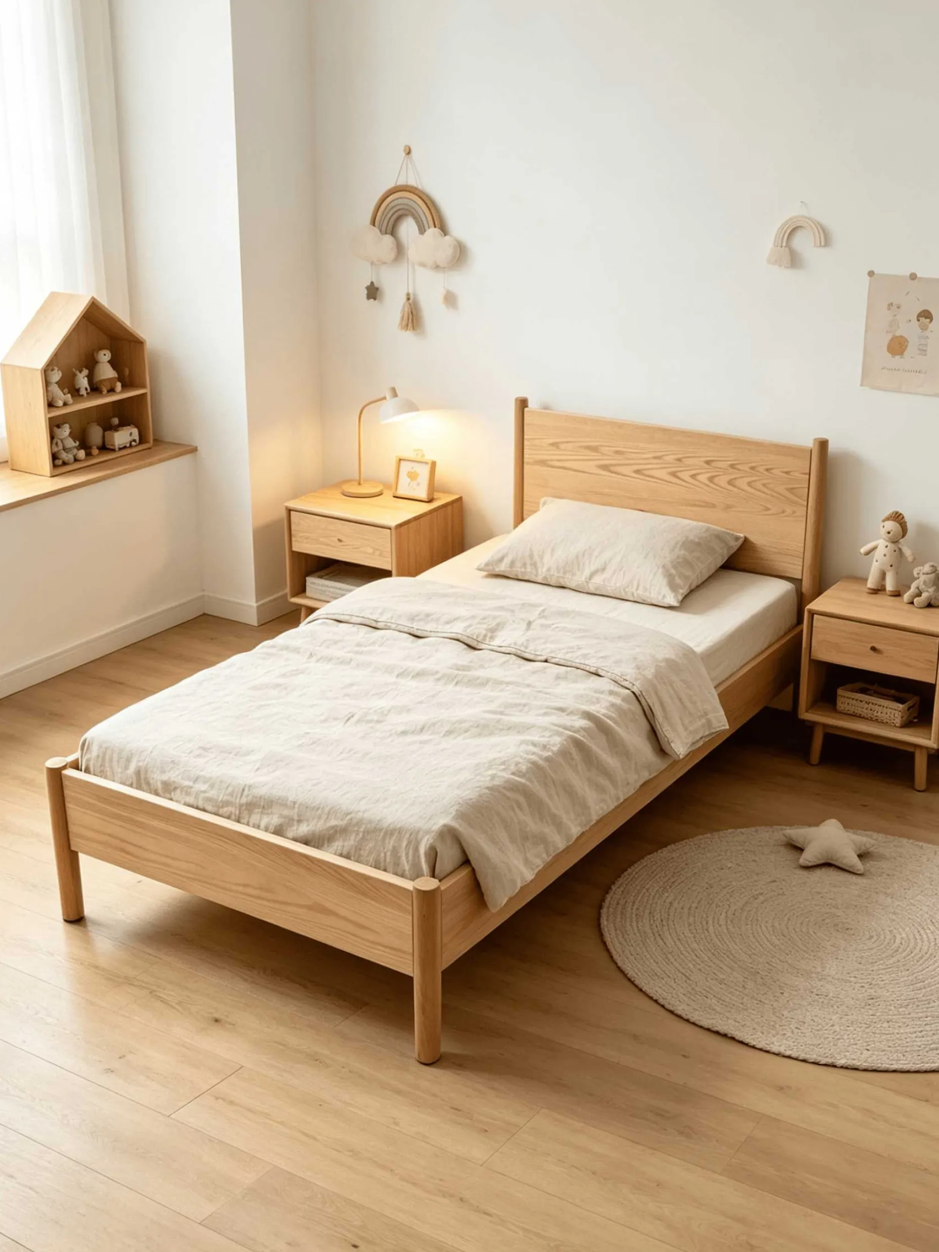 Einzelbett Loft - 90x200cm - mit Lattenrost - massiver Eiche