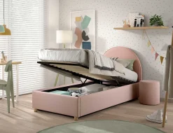 Einzelbett Maeva - 90x200cm - mit Stauraum - rosa