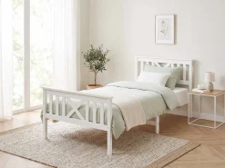 Einzelbett Milo - 90x200cm - massivem Kiefernholz - weiß