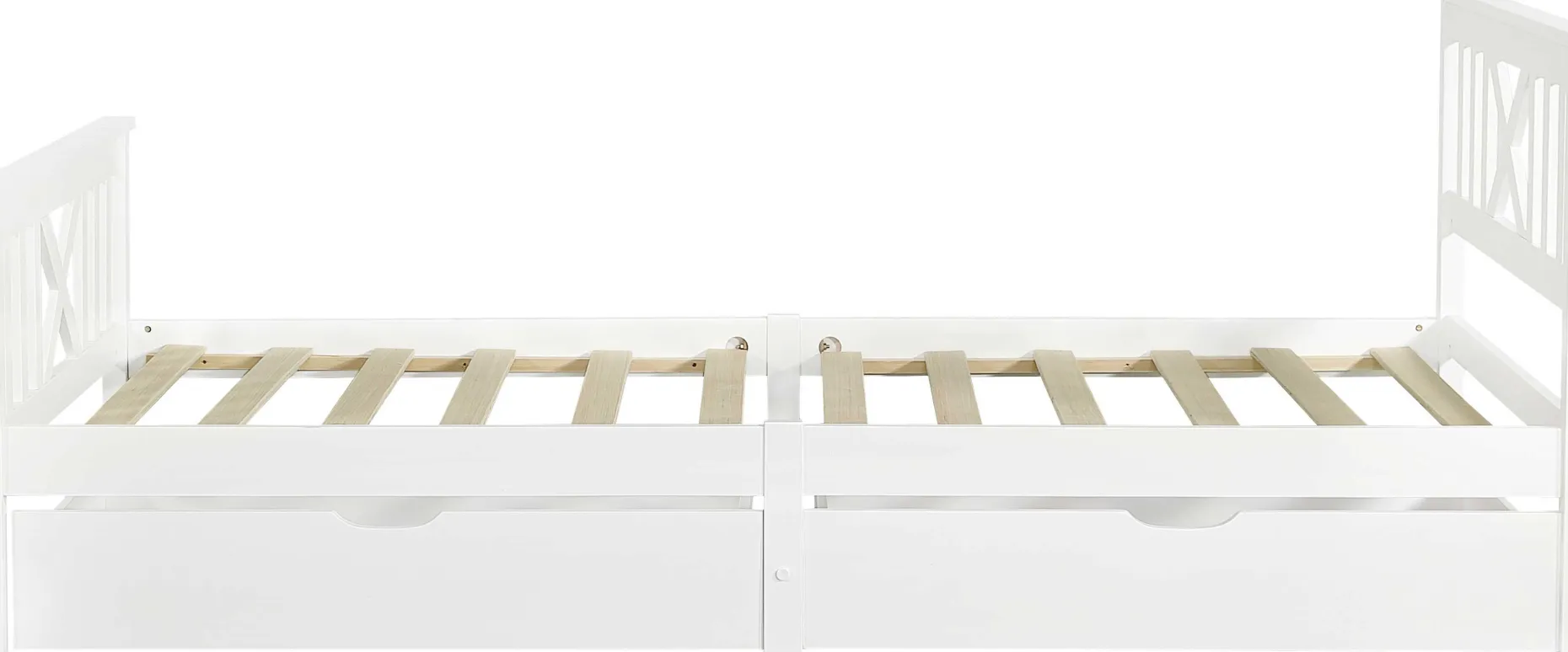 Einzelbett Milo - 90x200cm - mit Schubladen - massivem Kiefernholz - weiß