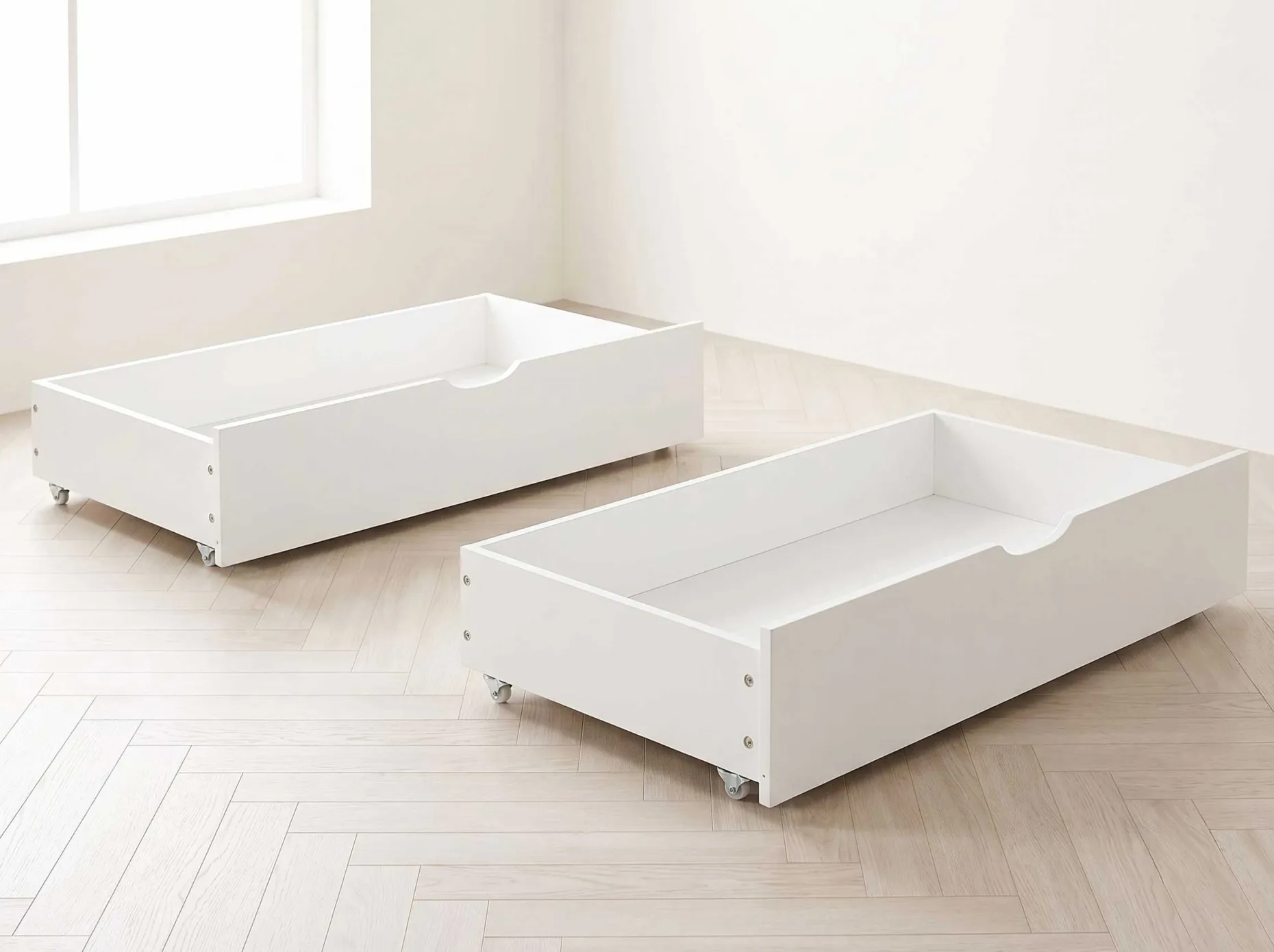 Einzelbett Milo - 90x200cm - mit Schubladen - massivem Kiefernholz - weiß