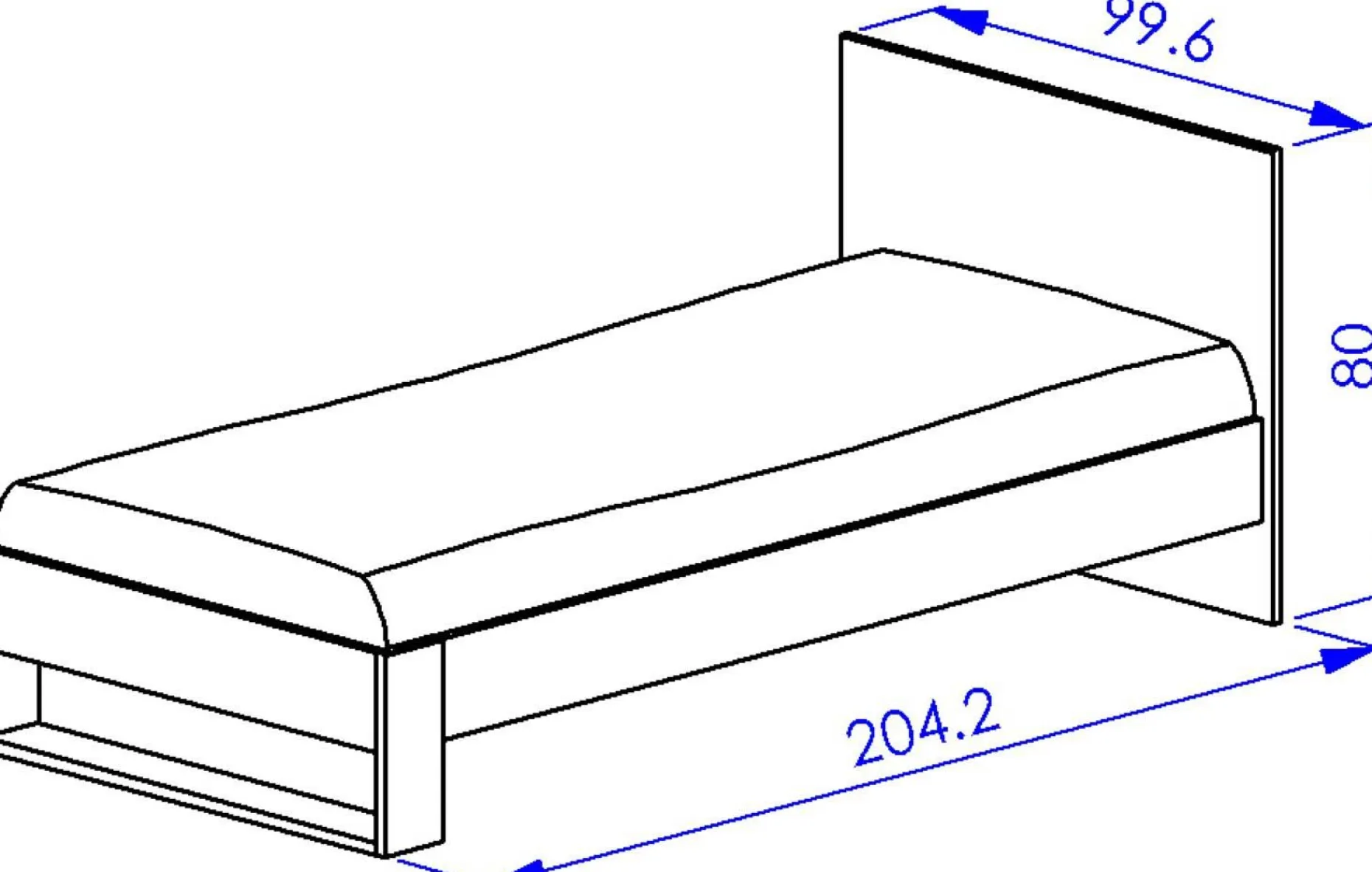 Einzelbett Nael - 90x200cm - Eiche Dekor/schwarz